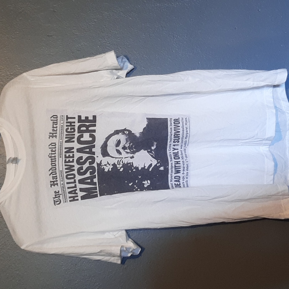 Next Level Apparel White Halloween Michael Myers Graphic Tee